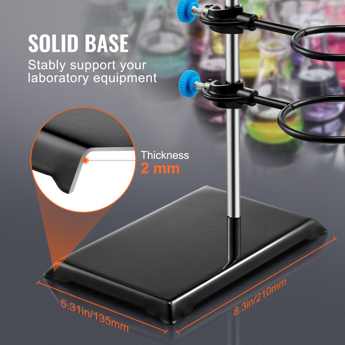 Laboratory Retort Support Stand Set – Heavy-Duty Steel Rod with Cast Iron Base, Flask & Burette Clamps for Lab, Oilfield & Energy Sector Use
