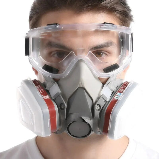 6200 Reusable Respirator Half Face Gas Mask with Anti-Fog Safety Goggles – Industrial-Grade Protection for Painting, Spraying & Polishing