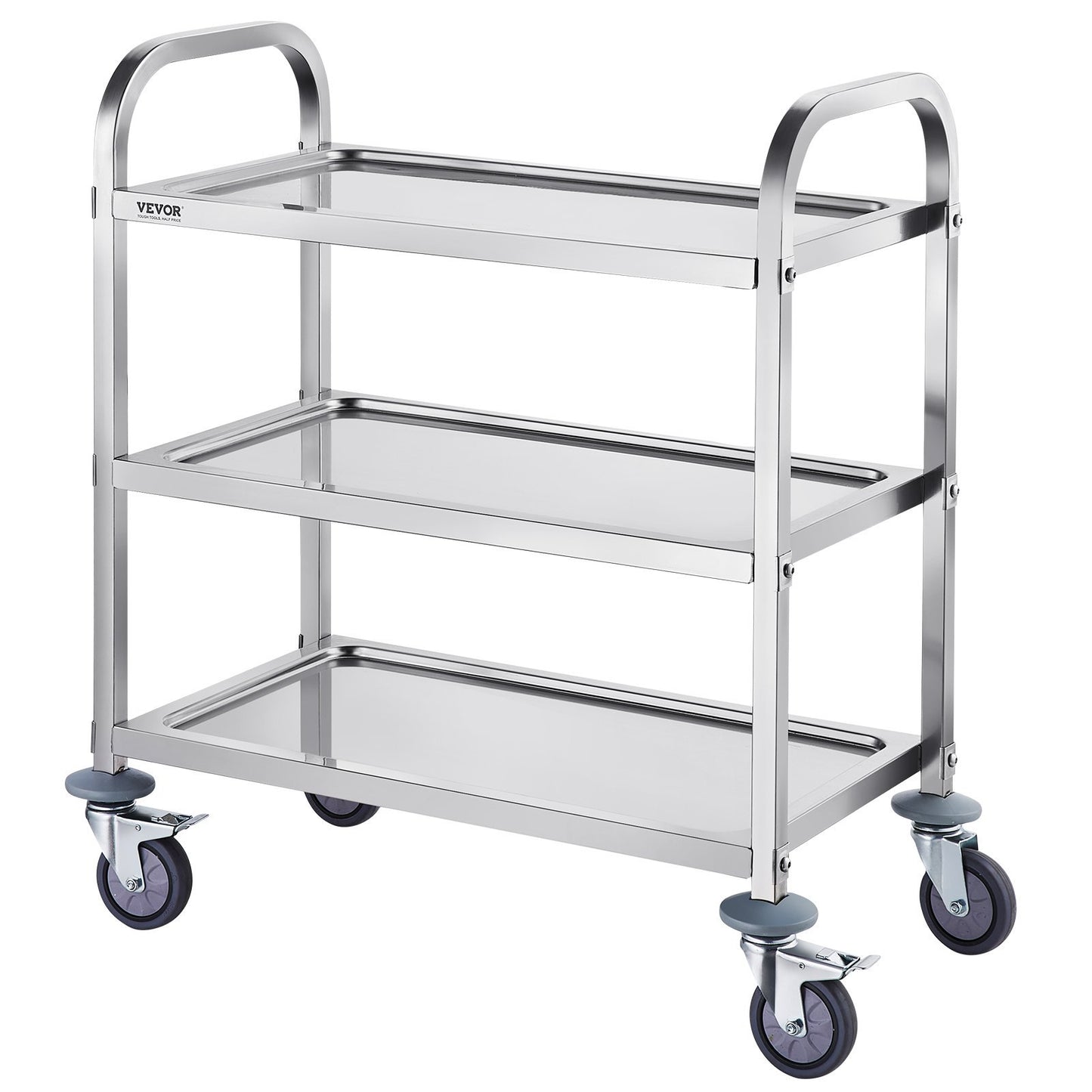 3-Layer Stainless Steel Laboratory Cart – 400 lb Capacity, Lockable Wheels, Multi-Purpose Utility Cart for Labs, Clinics & Industrial Use