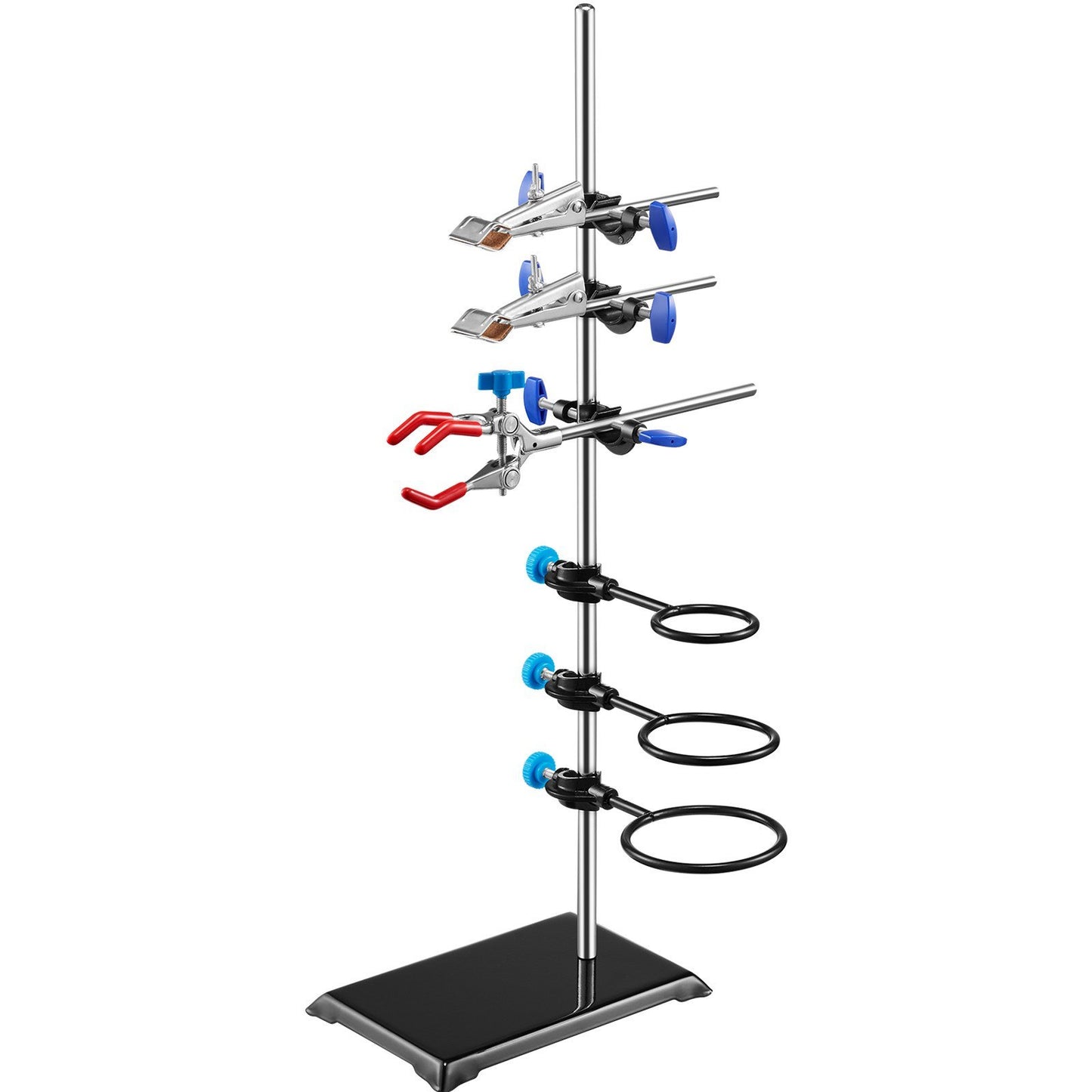 Laboratory Retort Support Stand Set – Heavy-Duty Steel Rod with Cast Iron Base, Flask & Burette Clamps for Lab, Oilfield & Energy Sector Use