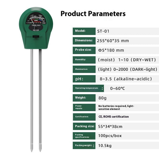 Three-in-One Soil Tester – pH, Moisture & Light Meter Pen for Laboratory, Agricultural & Environmental Analysis