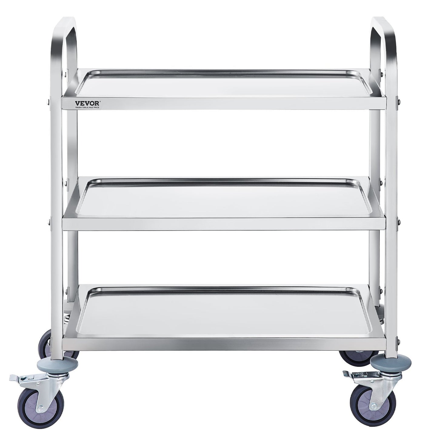 3-Layer Stainless Steel Laboratory Cart – 400 lb Capacity, Lockable Wheels, Multi-Purpose Utility Cart for Labs, Clinics & Industrial Use