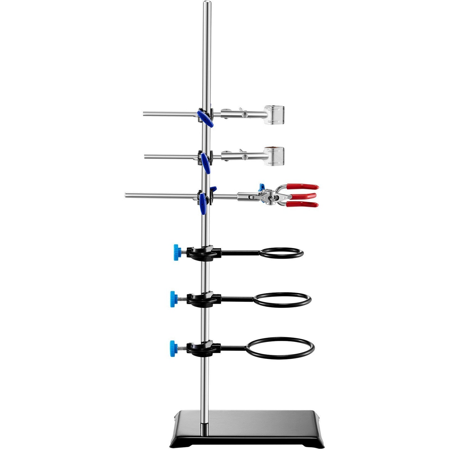 Laboratory Retort Support Stand Set – Heavy-Duty Steel Rod with Cast Iron Base, Flask & Burette Clamps for Lab, Oilfield & Energy Sector Use
